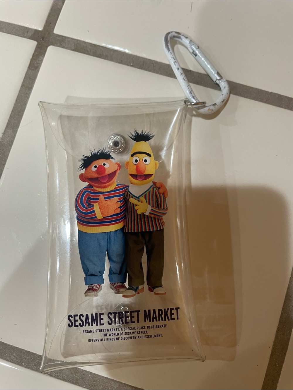 Sesame Street Clear Pouch with Bert & Ernie and White Carabiner